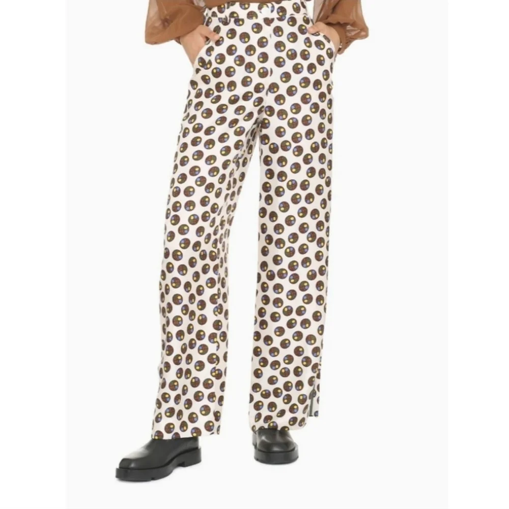 Tory Burch Reva Printed Silk Wide Leg Pants Size 6 NWT